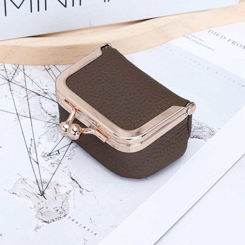 

First Layer Cowhide Small Mouth Gold Bag Ring Jewelry Genuine Leather Mini Necklace Earrings Box Female 6x4x3cm хакі