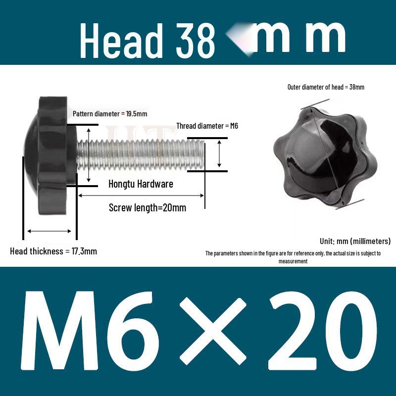 32-Head Rubber Six-Star Plum Blossom Handle Knob M5/M6/M8 Plastic Thumb Screw