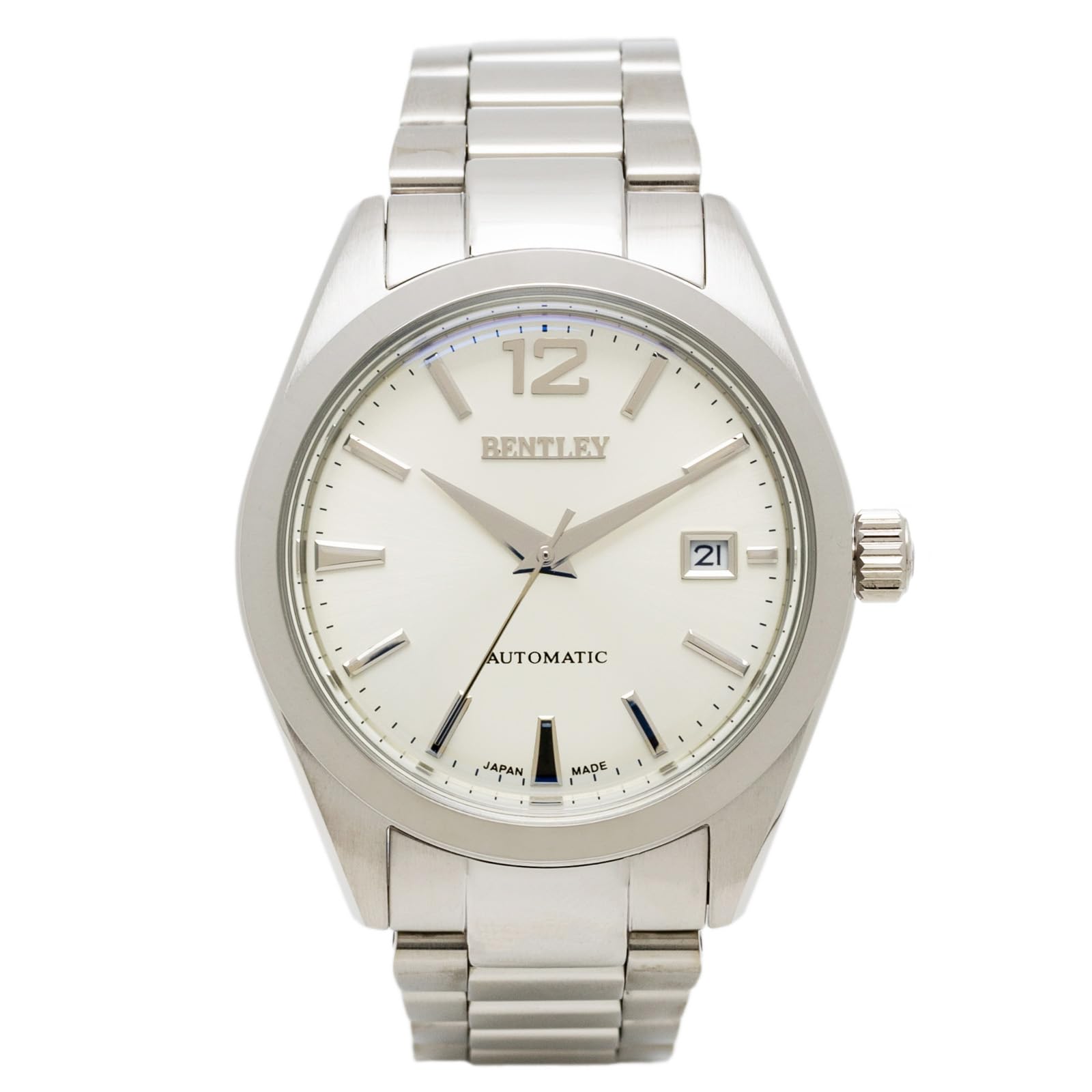 

CREPHA Men s Analog Mechanical Automatic Watch with Water Resistance and Metal Band, Bentley Silver, BT-AM392-WTS