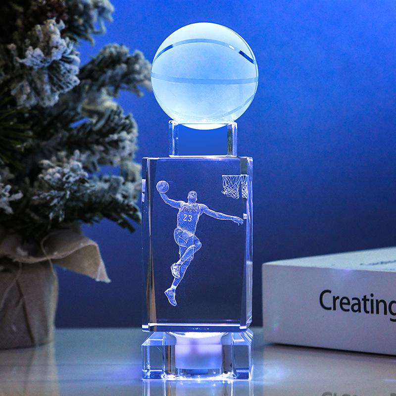 Glow-in-the-Dark Kobe Bryant NBA Figurine: Crystal Basketball Gift for Birthday