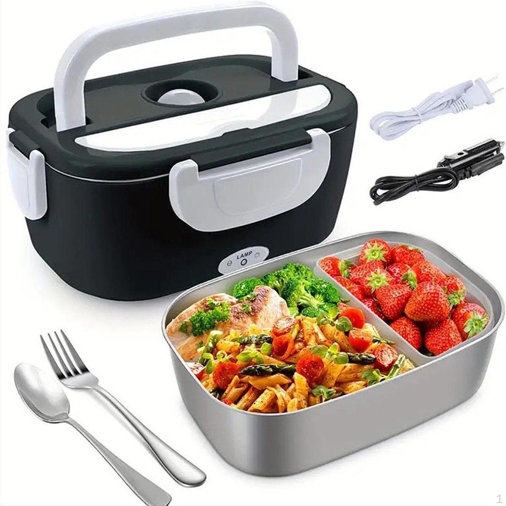 Electric Lunch Box Convenient Food Heater Warmer for Outdoor Car Office Black White