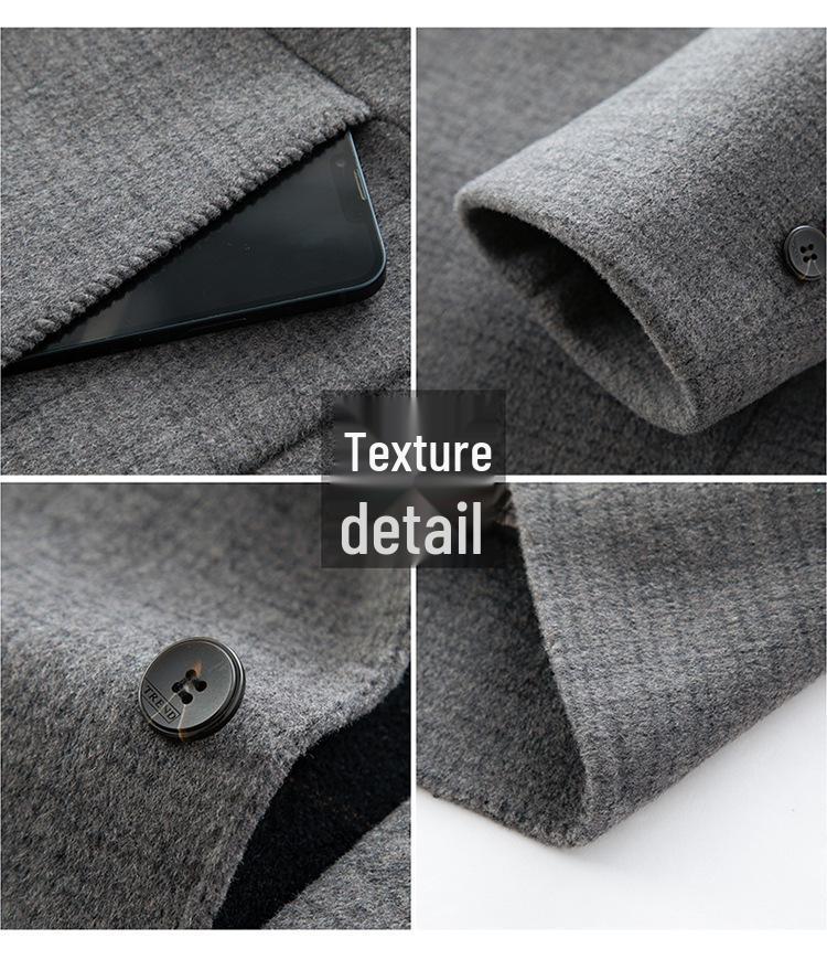 Men's Stylish Double-Sided Cashmere Coat: Modern Lapel Wool Jacket for Young and Middle-Aged