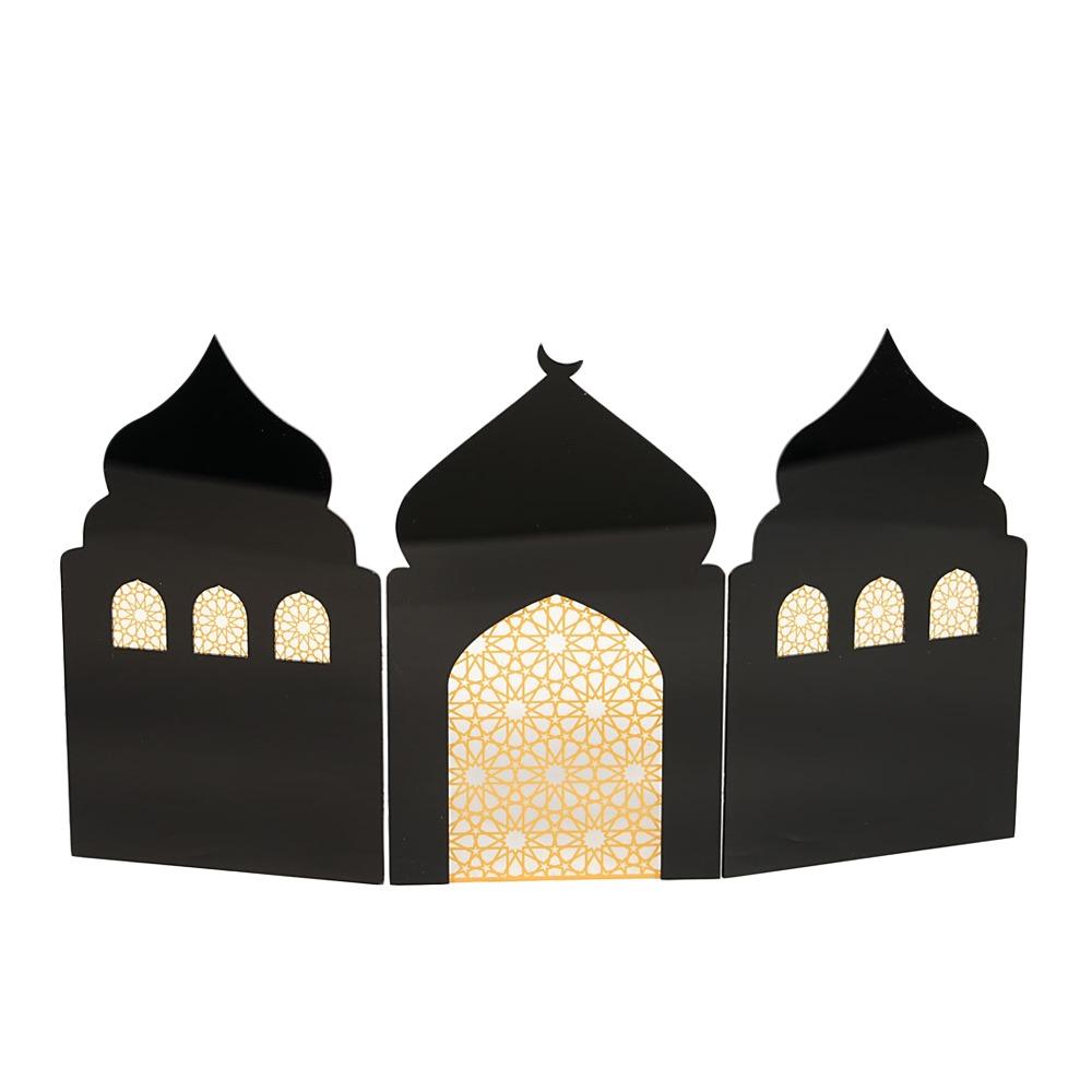 Multicolor Ramadan Ornament Folding Screen Acrylic Three-dimensional Eid Mubarak Desktop Screen Hollow Out Castle