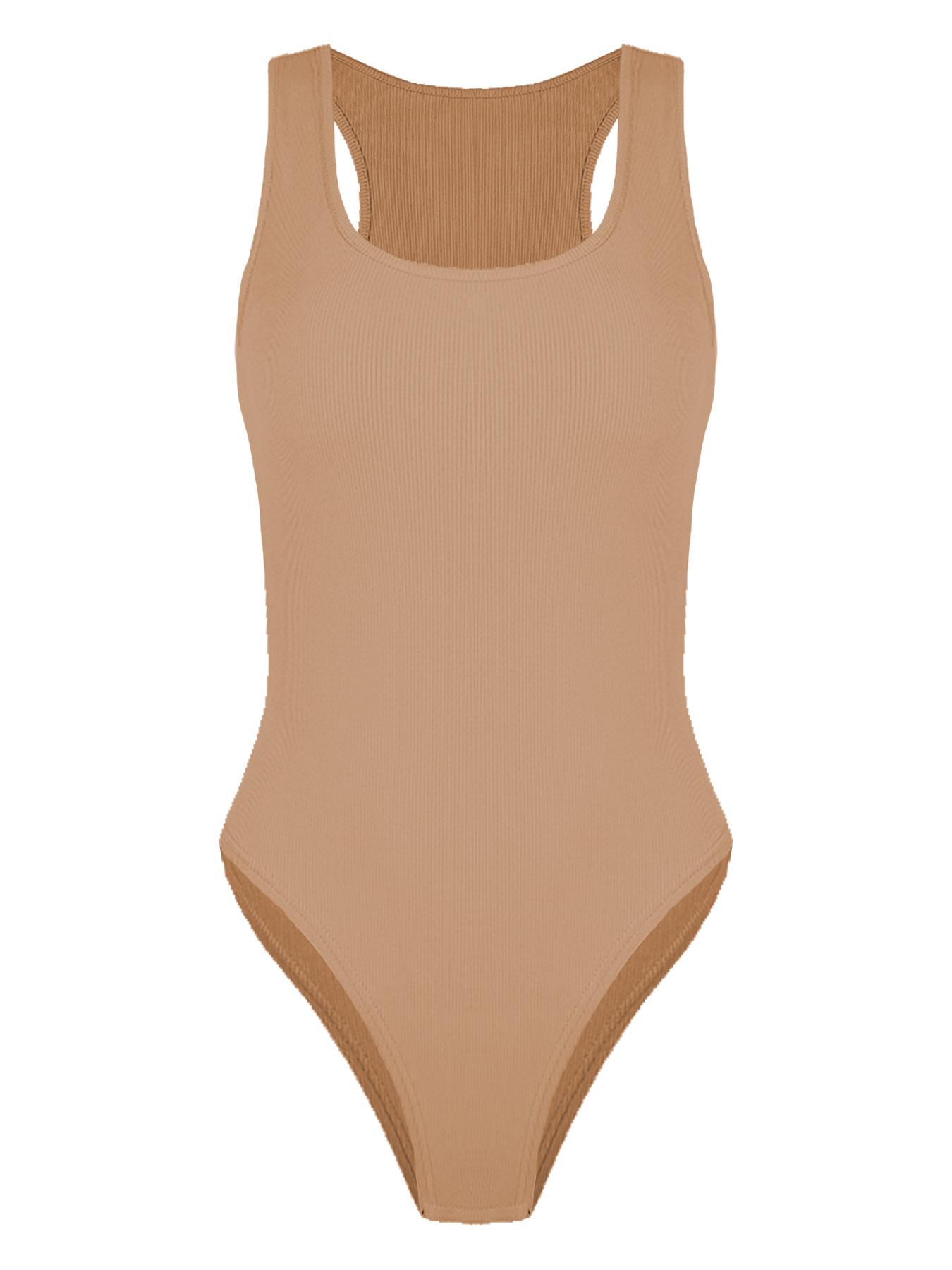 

Женское сексуальное облегающее боди на бретелях XL абрикосовый