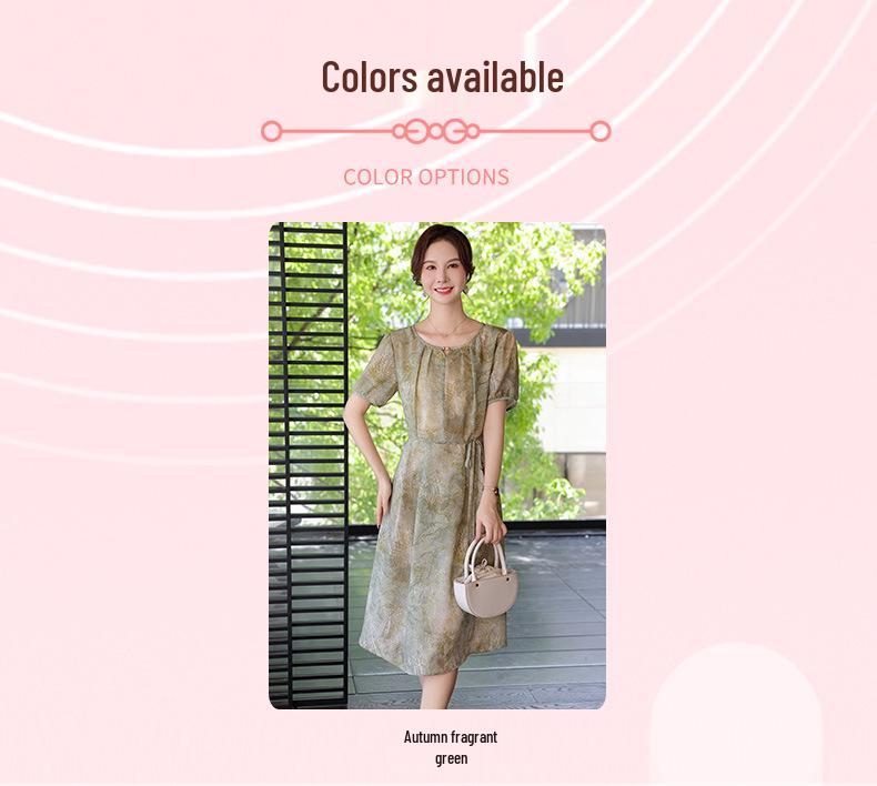 Summer 2026 Elegant Chiffon Dress for Middle-Aged & Elderly Women - New Chinese Style