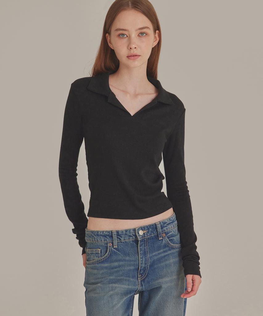 TOPGIRL Softie Long Sleeve Polo Top_T426Tp115