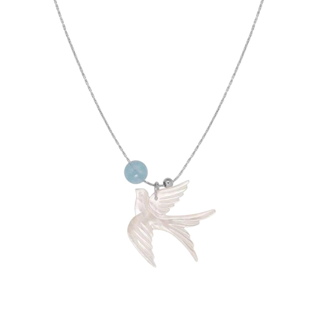 Elegant Swallow Bead Necklace New Chinese Style Clavicle Chain User Friendly Alloy Resin Jewelry for Women Daily Wear