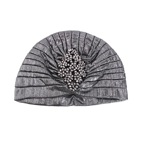 Damer Topphatt Rombus Rhinestones Dekor Plissert Turbanhatt Gullbelagt Pyntet Hatt Elastisk Design Hodeplagg