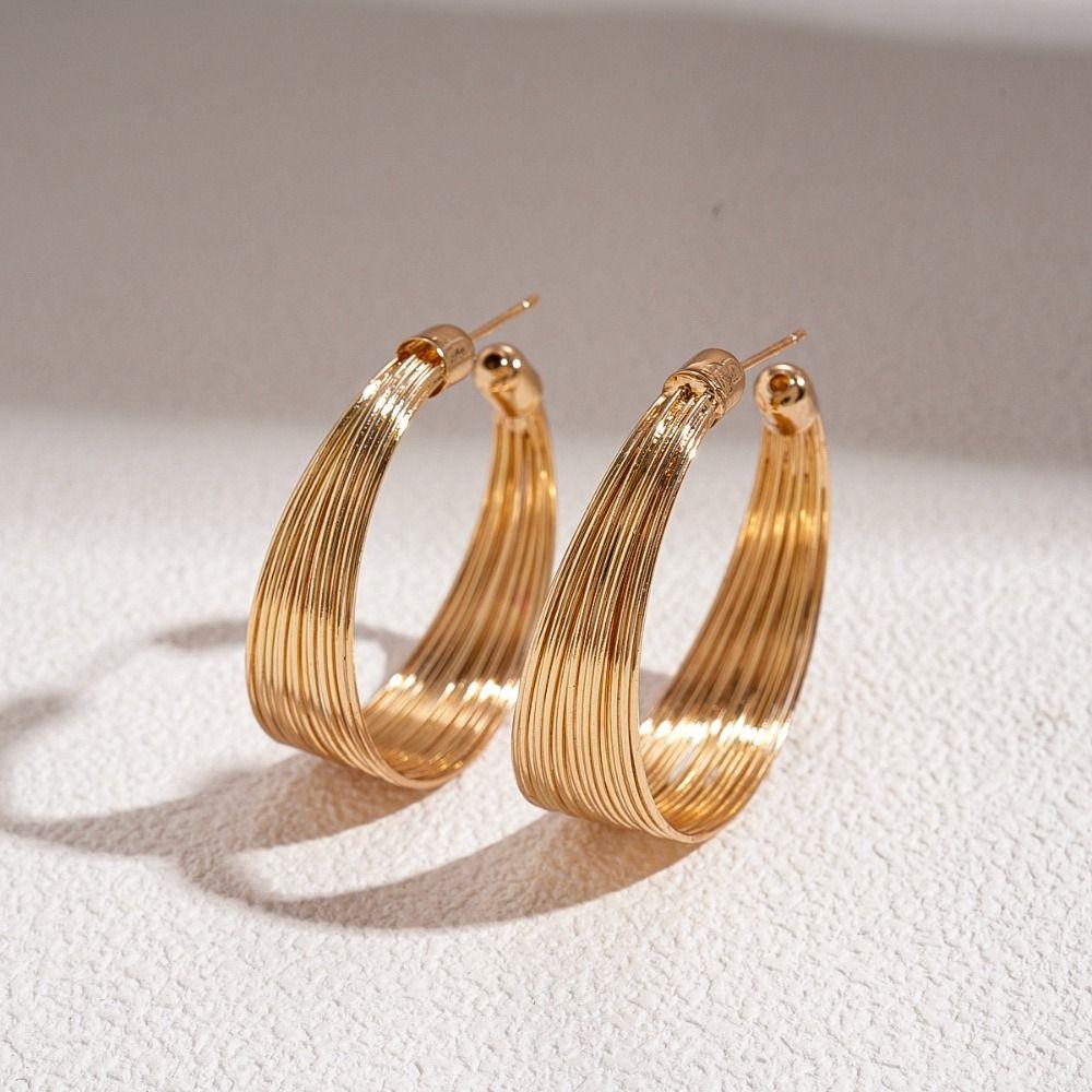 Finger Ring Exaggerated Bracelet Set Earrings Jewelry Set Multilayer Metal Wire Necklace  Women