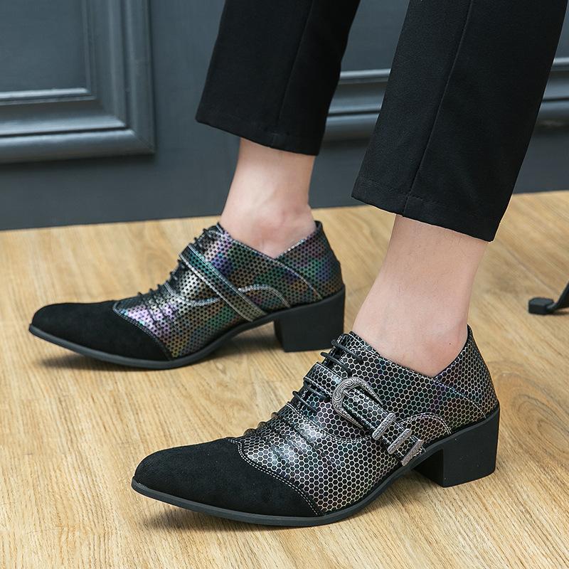 

Туфли для мужчин Большой размер 38-46 Подошва на высоком каблуке Заостренный носок Мужские туфли На среднем каблуке Туфли лодочки Мужская обувь Zapatillas Hombre 38 чёрный