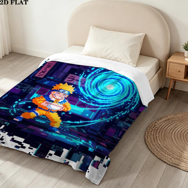 Uzumaki Naruto Printed Flannel Blanket, soft throw for bedroom sofa, washable, Christmas present, great gift.