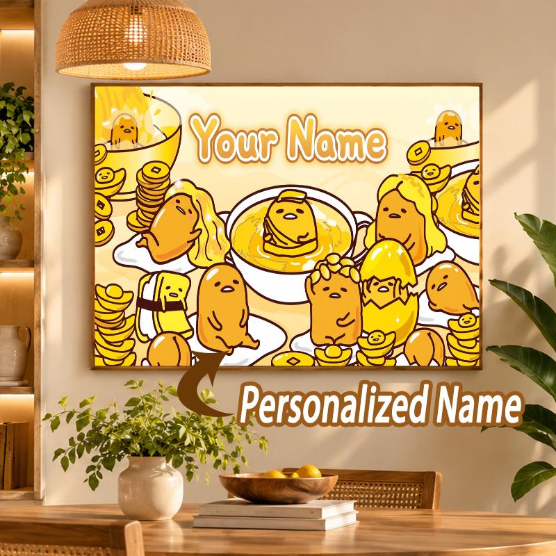Custom Name Gudetama 5D Diamond Painting Personalized Full Drill Diamond Art Kit Gift