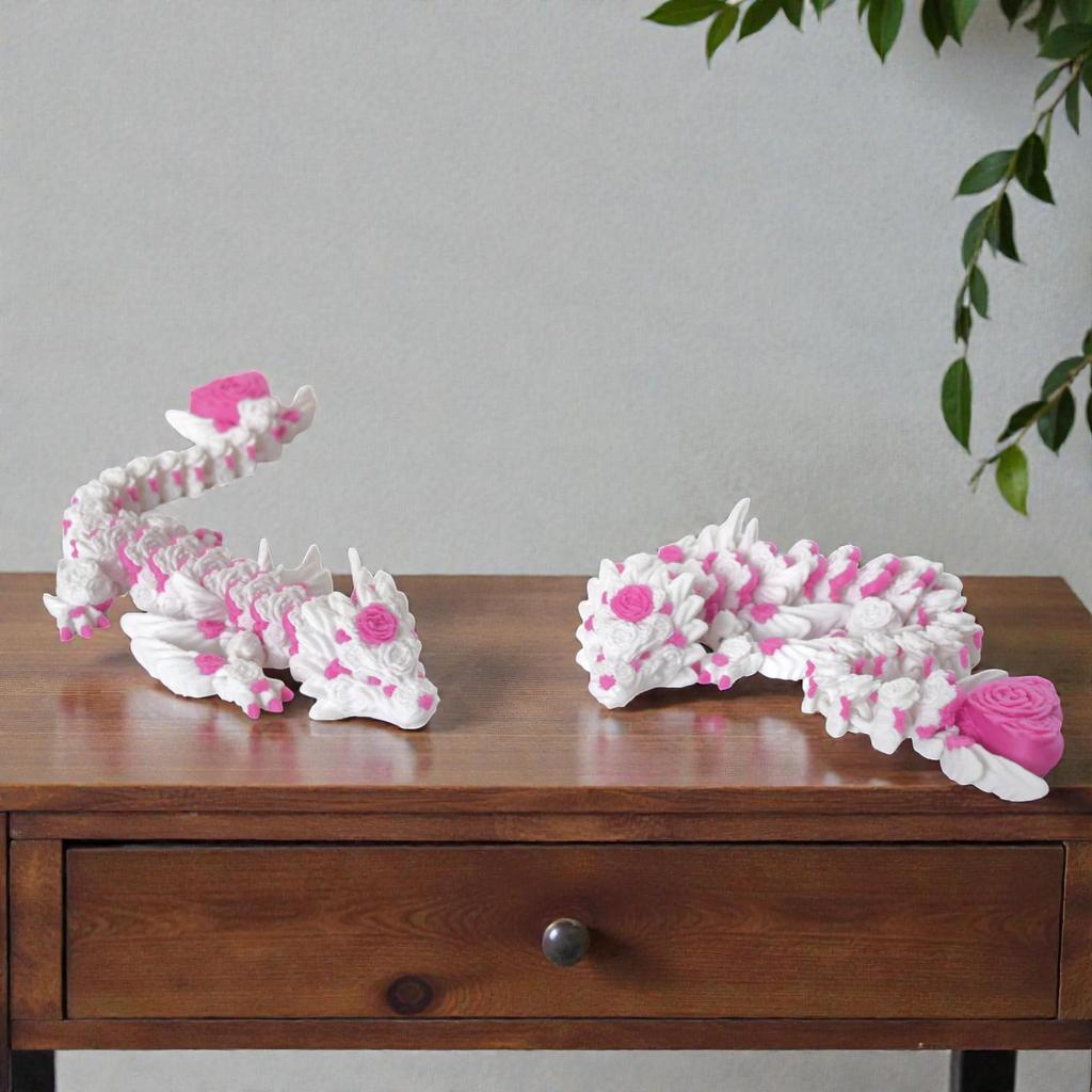Dragon Rose Coeur 3D - Modèle de Figurine Articulée Mobile Ornement pour Enfants