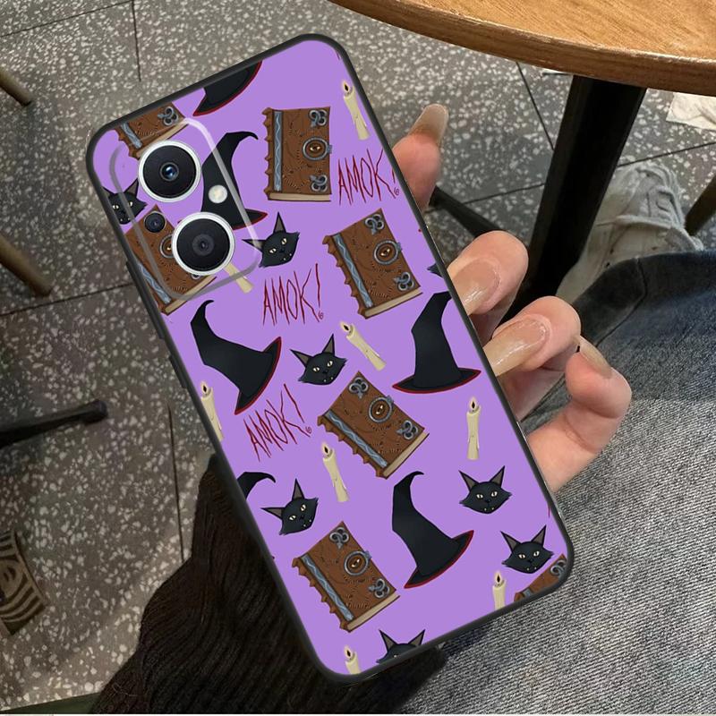 Witch Black Cat For OPPO Reno 10 11 12 13 14 Pro 7 8 Lite 8T 11F 12F 13F 14F OPPO Find X8 X9 X5 X6 Pro Case