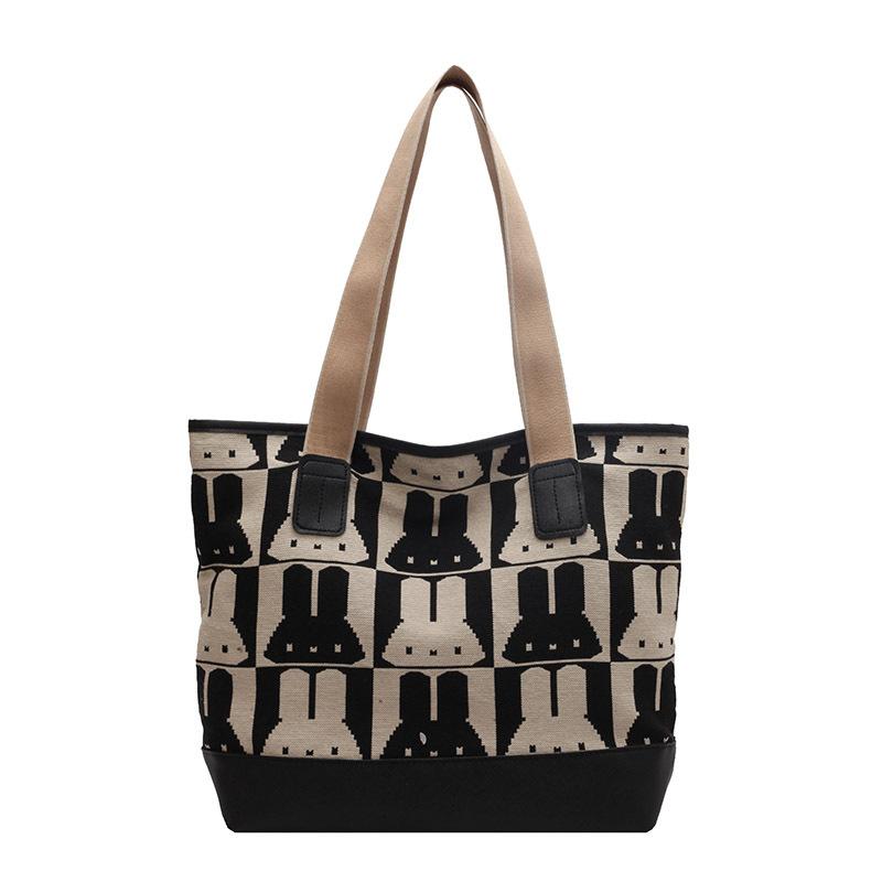 

Холщовая сумка большой вместимости женская новая трендовая простая сумка для макияжа для студентки колледжа модная сумка-мессенджер с принтом чёрный