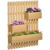 Wall-mounted Wooden Garden Planters with Trellis. Drainage Holes and 3 Planter Boxes for Patio. Natural