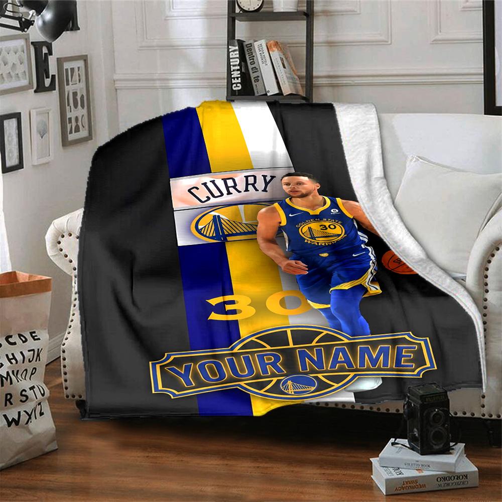 Golden State Curry Customize Text Blanket Throw Personalized Blanket Soft & Cozy Throw For Bedding Home Decor Nap Office Chair All-Season Use