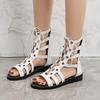 Sommer Sandalen für Damen, Römischer Stil, Sandalen mit Nieten und Cut-Outs, Reißverschluss hinten, Vielseitige Freizeitsandalen