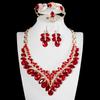 Exaggerated Jewelry Crystal Gem Necklace Earrings Four-Piece Women'S Dress Dinner Accessories