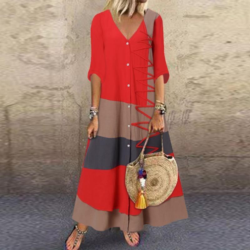 BITCED Fashion Summer Spring V-Neck Solid Short Sleeve Dresses