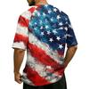 Men's Casual Waffle Knit Short Sleeve Shirt USA Letter Print Lightweight Breathable Summer Top with Button Front