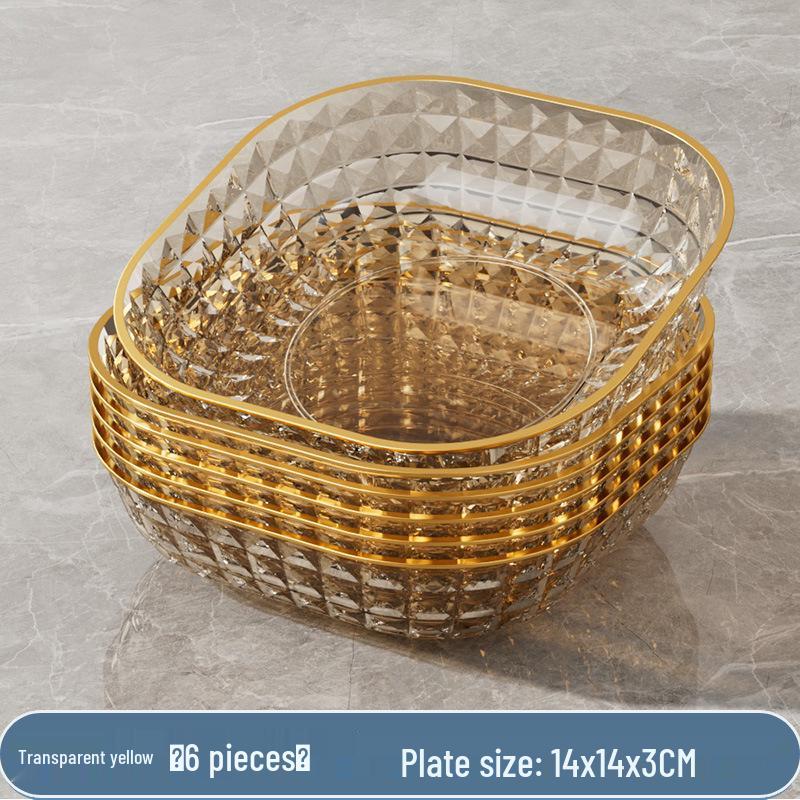 Transparent Gold Rim Fish Bone Dish Holder Set, Easy To Clean, Multipurpose for Living Room