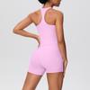 Set Yoga da Donna Transfrontaliero con Spalline Sottili, Vita Alta, Top che Scopre la Schiena e Pantaloncini Aderenti