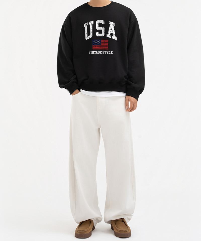 UNDEROFF Peach Skin Essential Vintage Usa Fleece-Lined Sweatshirt Black