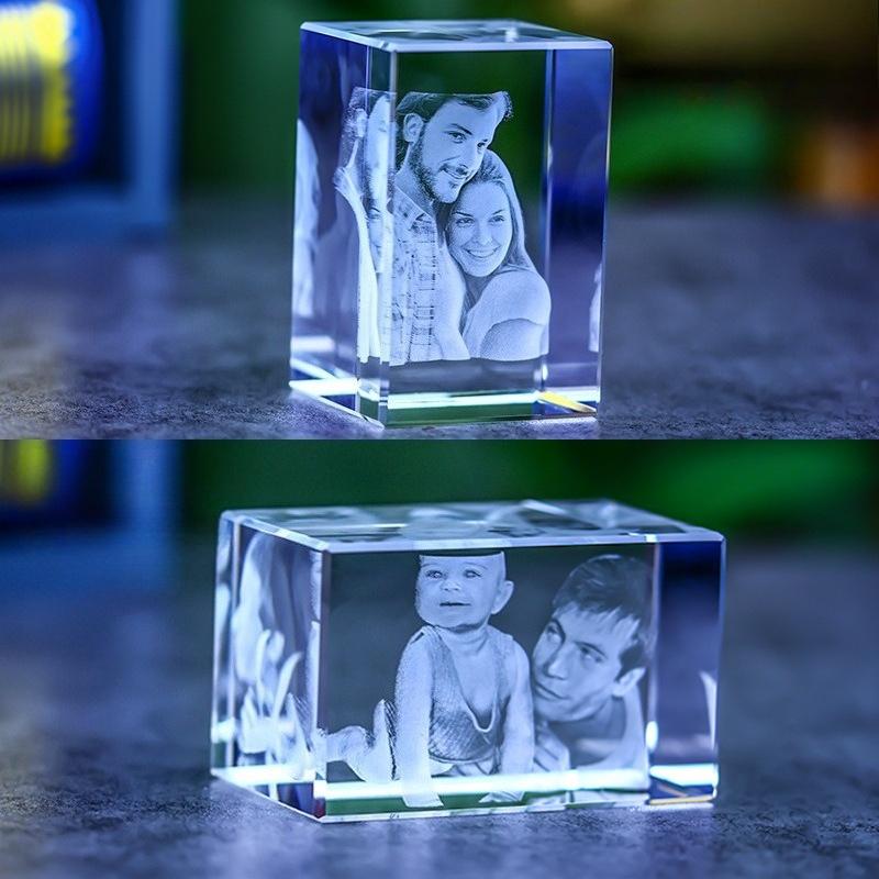 Custom Photo Candle Holder Glass Crystal Laser Engraving 3D Figure Photo Pet Photos Personalized Printing Eternity Souvenir Gift