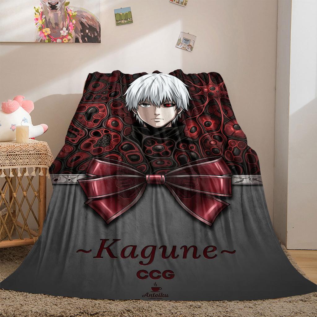 Tokyo Ghoul Colorful 2D Print Flannel Blanket, Cute Cartoon Pattern for Couch, Home Decor Travel Gift Wrap_LIAN