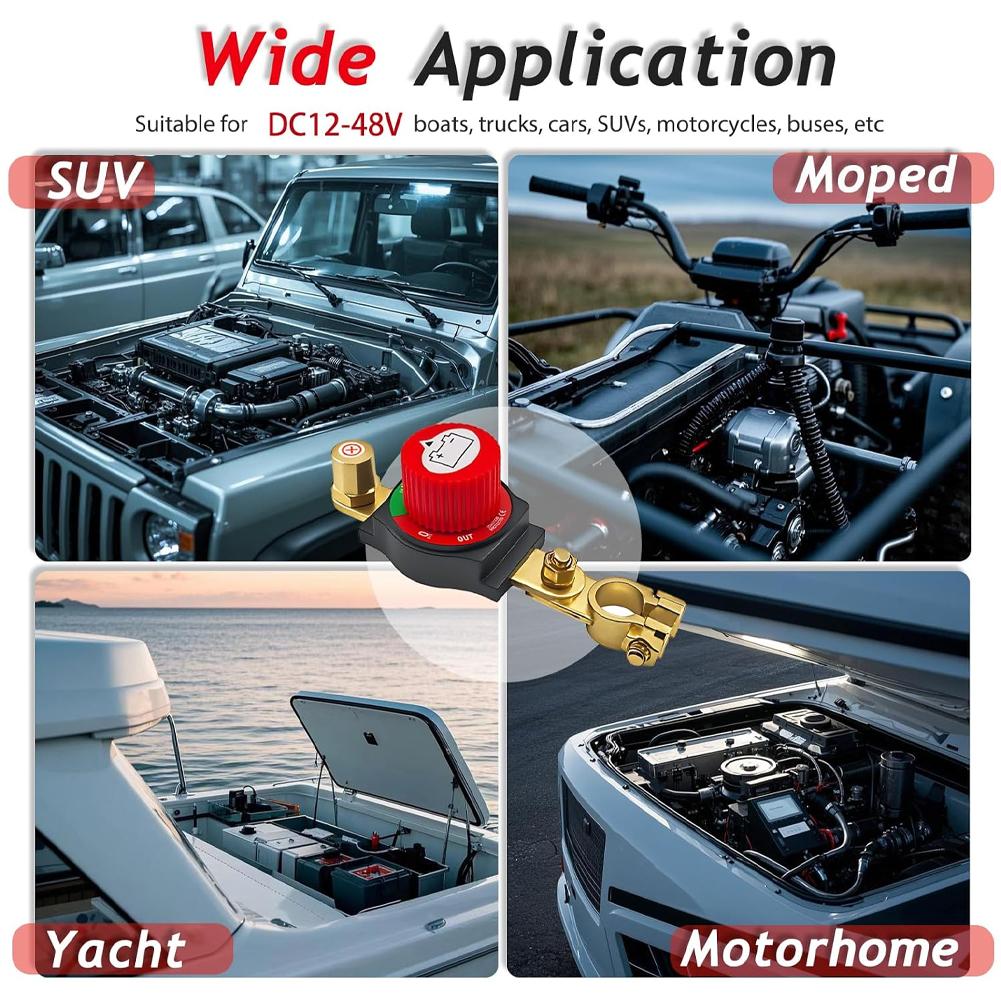 Upgrade Battery Disconnect Switch with Voltmeter, Master Isolator Cut/Shut Off Switch DC 5-60V for Marine Boat Car Truck Camper