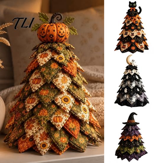 Seasonal Home Decor Projects DIY Quilted Fabric Christmas Tree Craft Kit, Vintage Patchwork Handmade Ornament Set Xmas Sewing Set, Tabletop