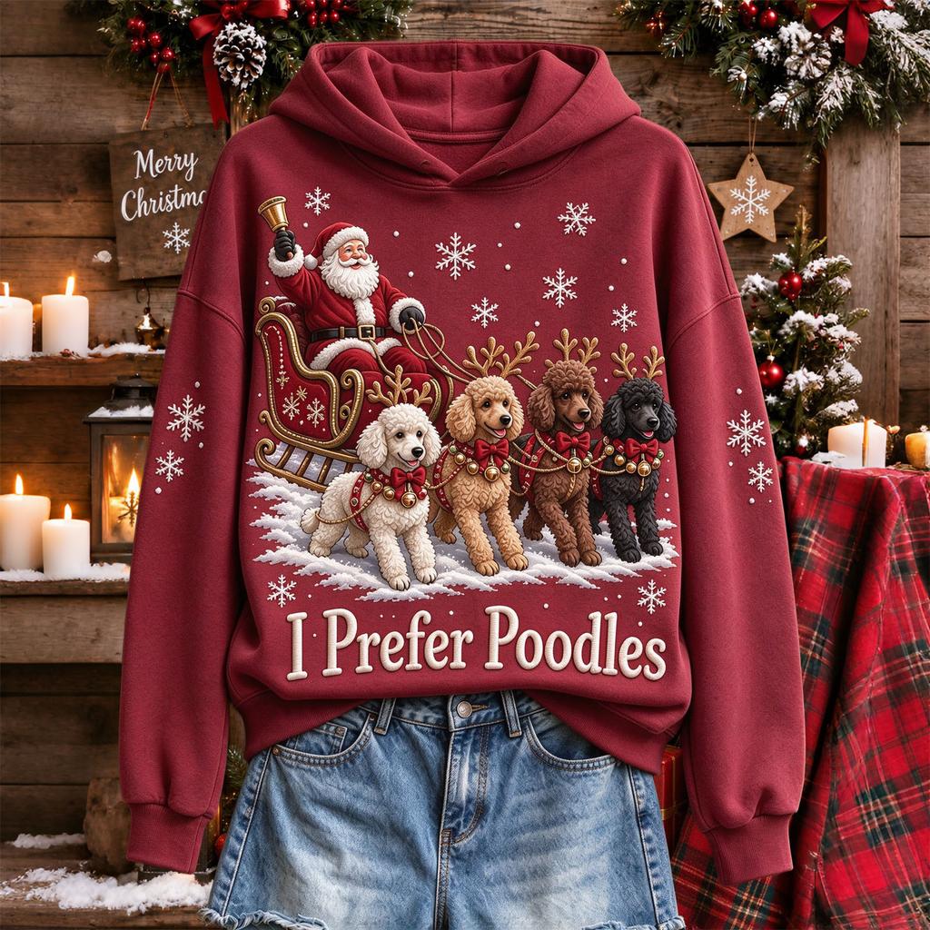 Women's Casual Hooded Sweatshirt with Christmas Letter A Print for Holiday and Everyday Wear