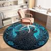 1Pc wolf theme Printed circular carpet, home door mat, outdoor travel protection carpet A1