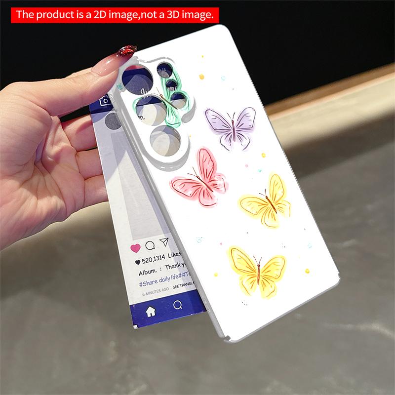 2DFlat Samsung phone case Pastel Butterflies Design Applicable to Galaxy S23 S24 S25ULTRA S26 A12 A14 A15 A16 A54 A55