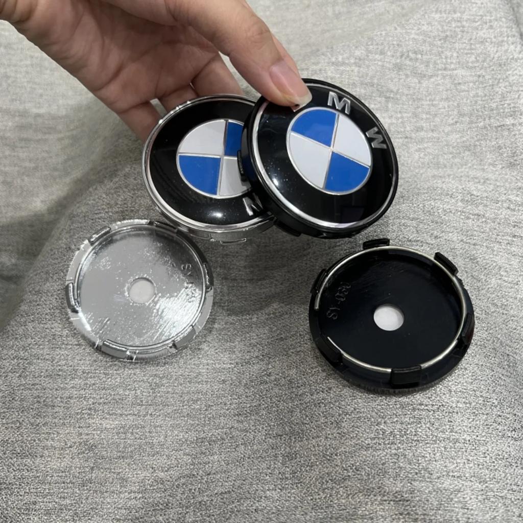 60mm-4pcs Car modification BMW hub cover tire center decoration 60mm front diameter size silver base/black base optional.