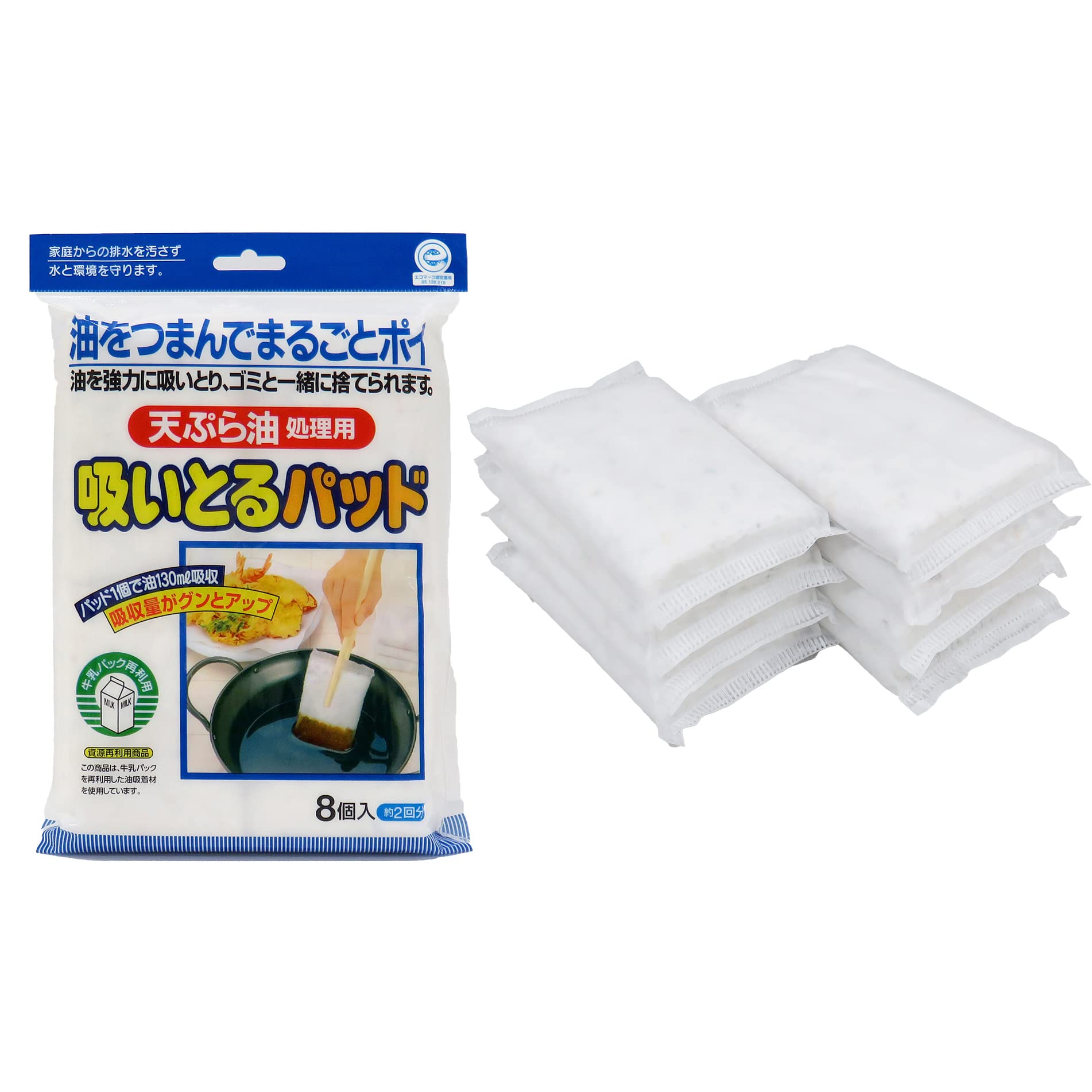 

Towa Sangyo Oil Absorbent Pads for Tempura Pack of Absorbs 130ml Oil, 8, белый