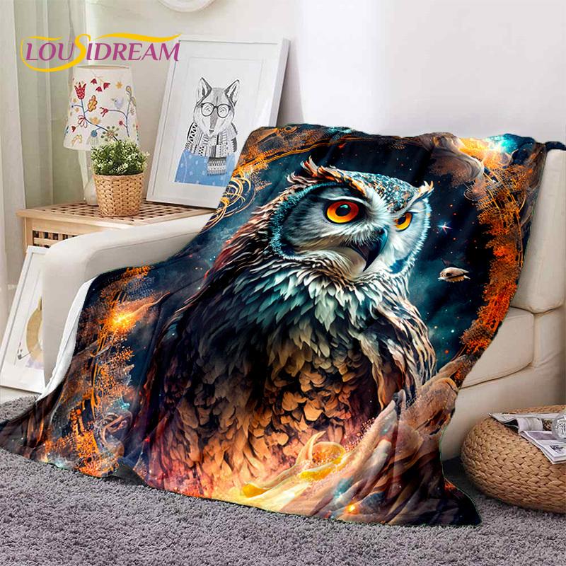 3D Cute Owl Eagle Birds Cartoon HD Soft Flannel Blankets,Throw Blanket Comfortable Blanket for Picnic Beds Home Bedroom Kid Gift