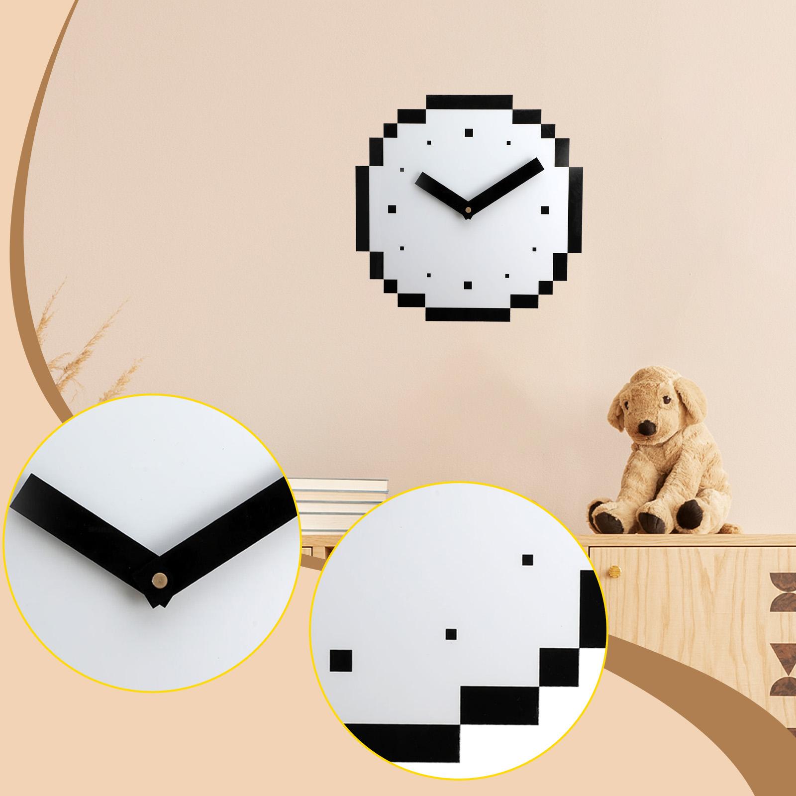 

Wall Clock Art Clock Modern Fashion Mosaic Unique Minimalist Stylish Ornament for Bedroom Kitchen Studio Office Decoration черный белый