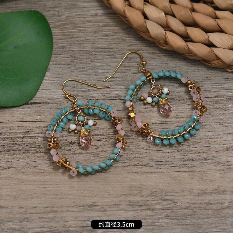 

Плетеные вручную богемные серьги ретро личность отпуск длинные серьги с бахромой темперамент женские