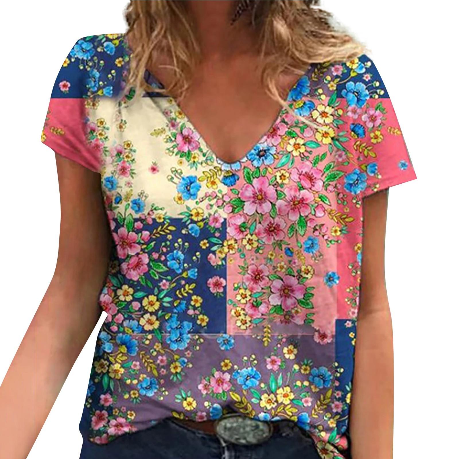 

Женская повседневная модная летняя футболка с короткими рукавами и принтом XL красный