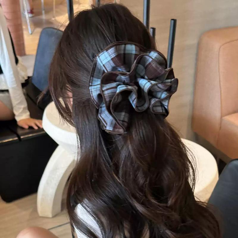 Retro Plaid Hairband French Temperament Elastic Hair Rope Hair Accessories