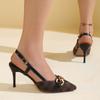 Fashion High Heel Sandals Women Shoes Buckle Strap Design Sandals for Women Stiletto Heel Party Shoes Woman Metal Chain Pointed Toe Pump