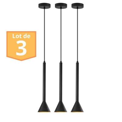Set of 3 Modern Black Metal Pendant Lights, GU10 IP20