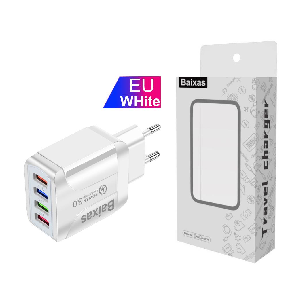 Colorful 4-Port USB Travel Charger, 5V/2.4A Fast Charging, New Model, Australian Standard