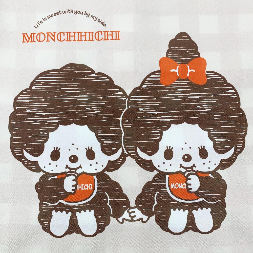Momo and x Side Check [Atelier Momo] [Monchhichi] [Sanrio] Apron, Opening, Beige, Pattern, Women's, M-L, MA43997-51