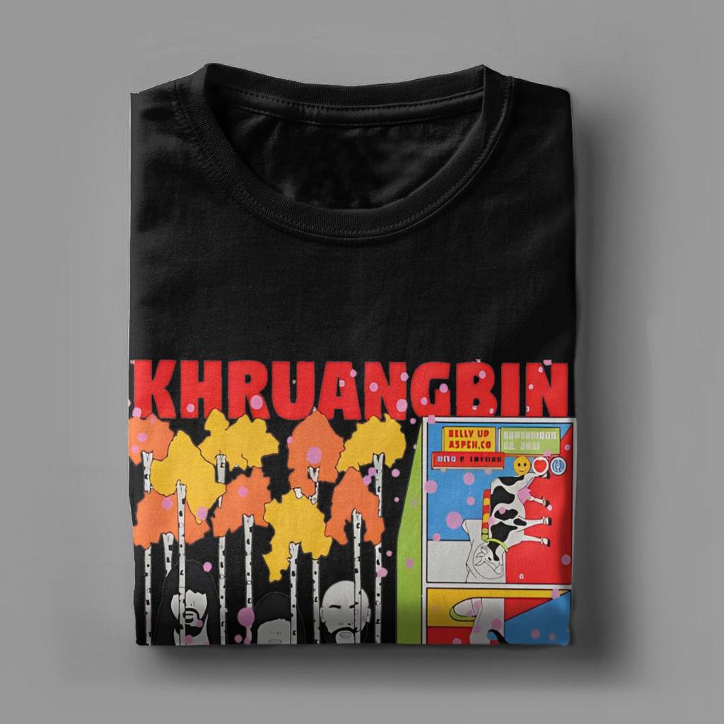 חולצת טריקו לגברים עם צווארון עגול 100% כותנה בסגנון Khruangbin מופשטת, שרוולים קצרים, מתנת יום הולדת