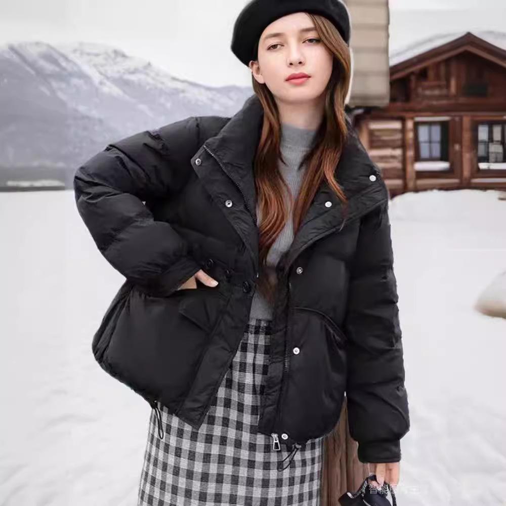 Small Down Jacket Short Three-button Bread Jacket Casual Jacket Stand-up Collar White Duck Down Jacket