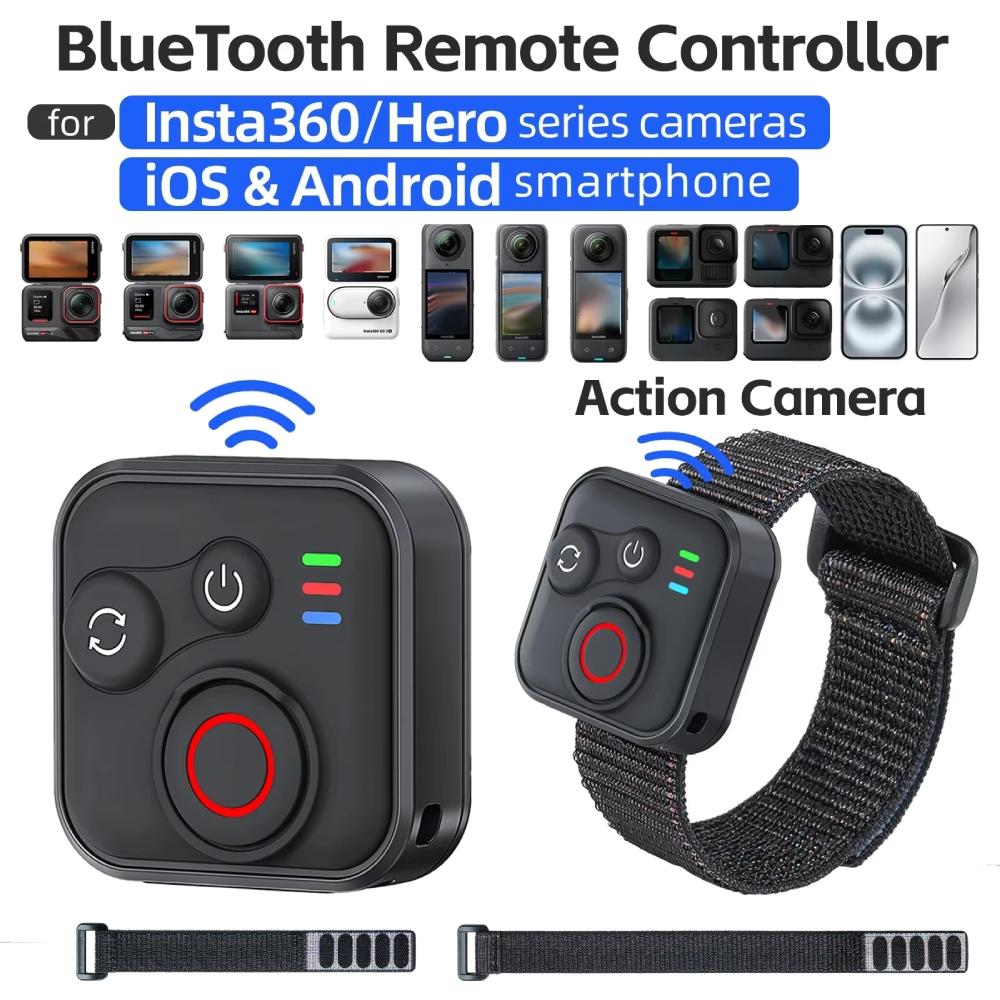 Multifunctional Wireless Shooting Controller with Wrist Strap BT Remote Control for Insta360 X5 X4 Ace Pro 2 GO 3S Sports Camera