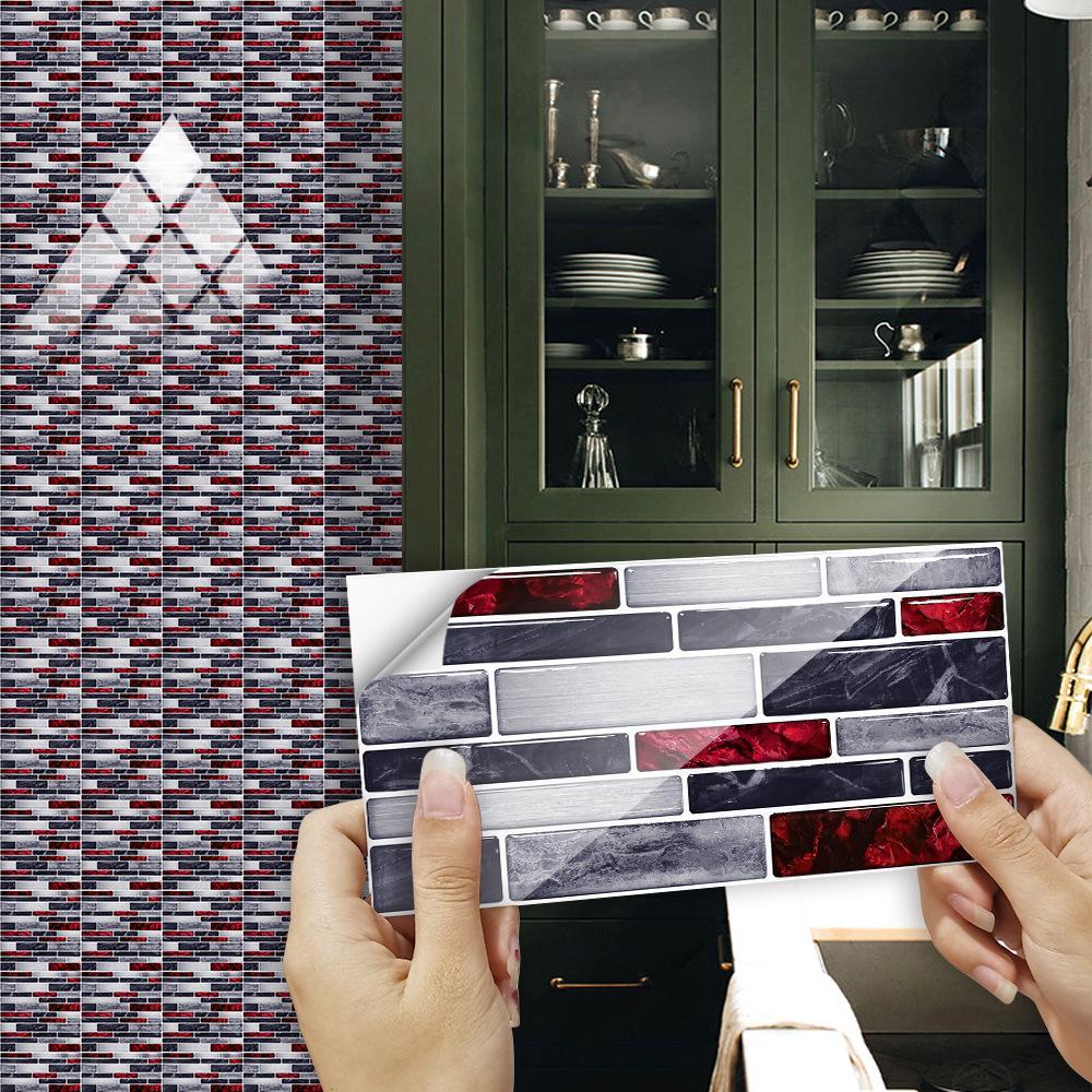 Gray Marble Texture Rectangular Tile Sticker Kitchen Bathroom Stair Renovation Waterproof Wall Sticker